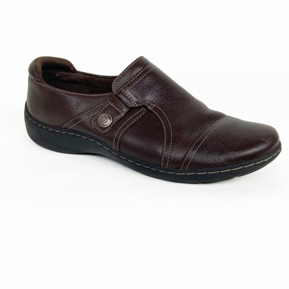Clarks Womens Cora Poppy Brown Leather Loafers Shoes